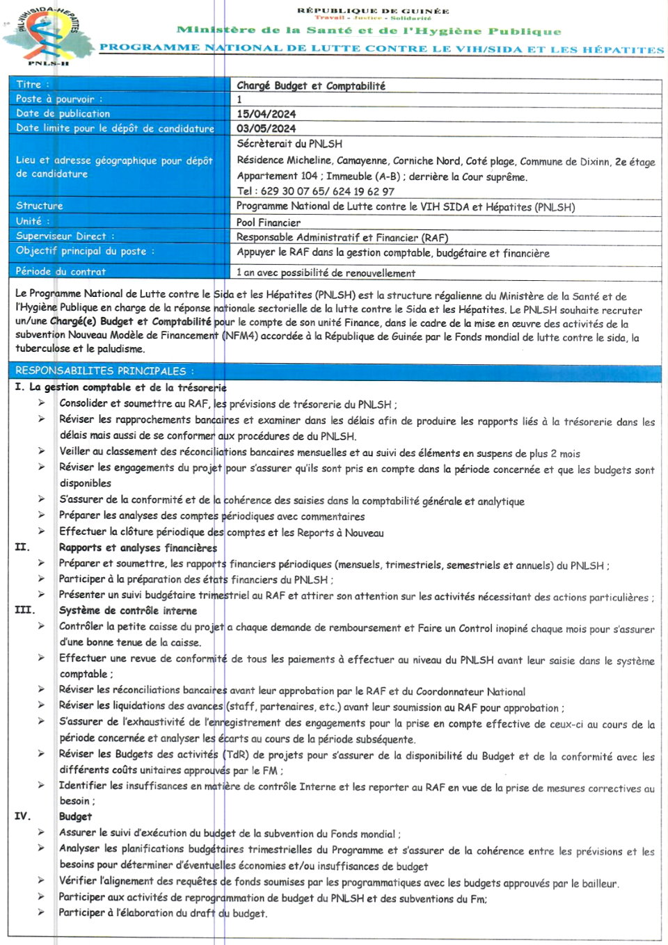 Recrutement D'un Chargé Budget et Comptabilité | Page 1