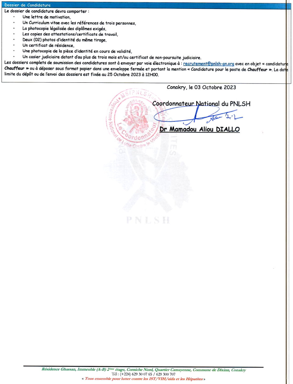 Avis de recrutement d'un Chauffeur | Page 2