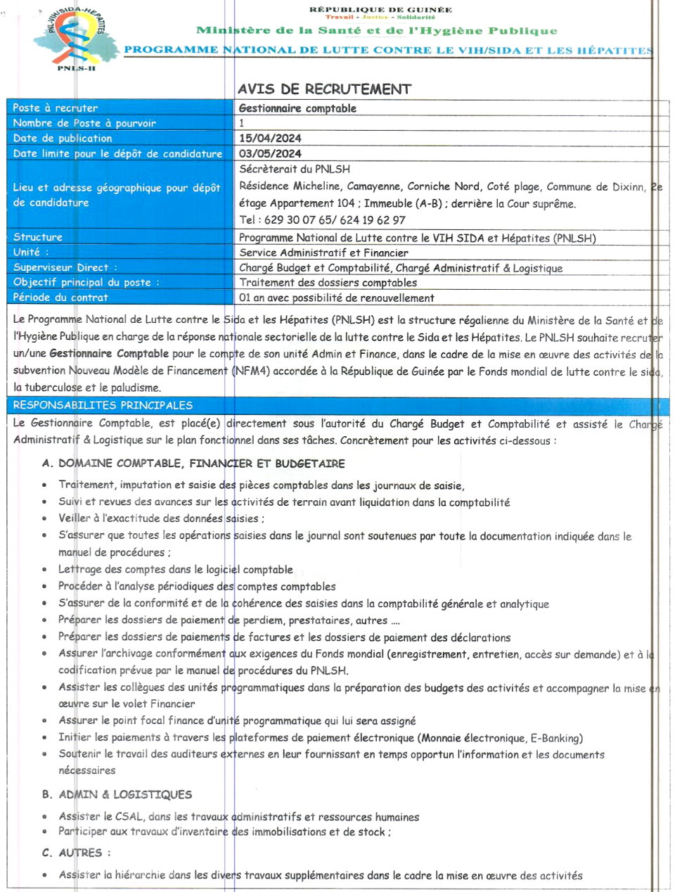 Recrutement D'un Gestionnaire Comptable | Page 1