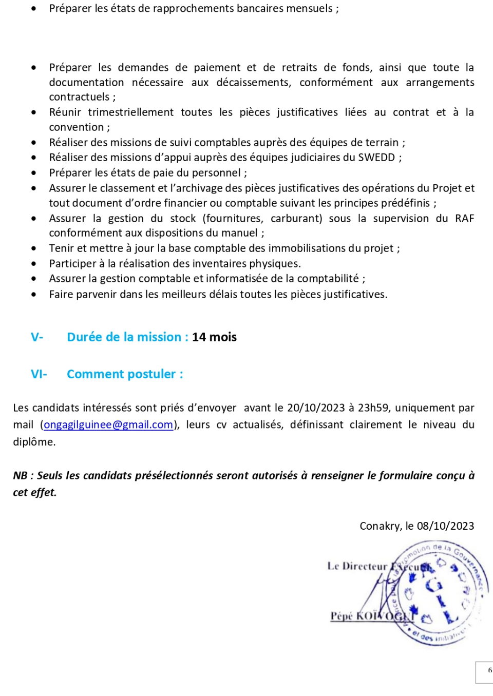 Avis de recrutement de plusieurs postes (Projet Education) | Page 6