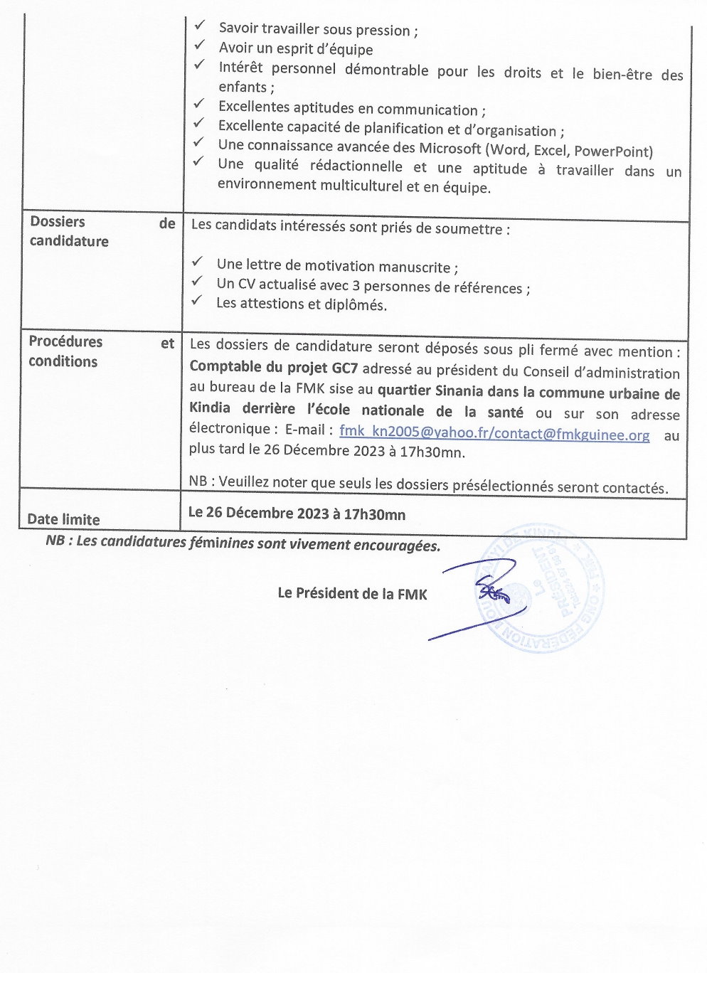 AVIS DE RECRUTEMENT COMPTABLE PROJET GC7 | Page 3