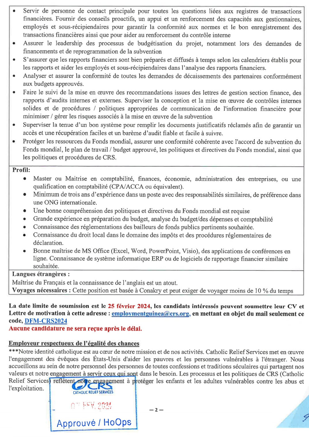 AVIS DE RECRUTEMENT D'UN DEPUTY FINANCE MANAGER | Page 2