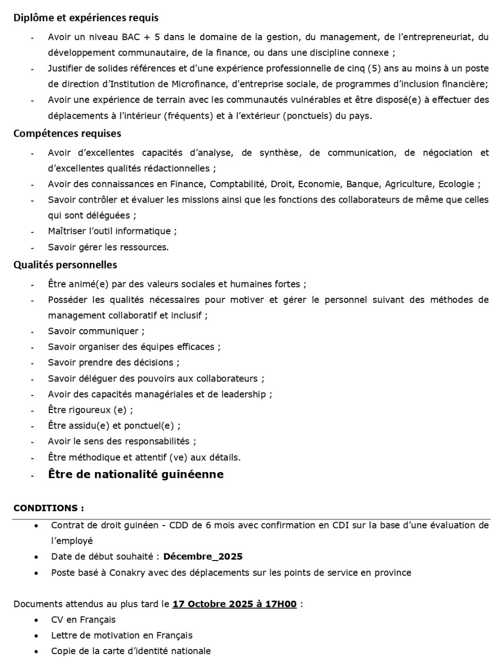 Directeur exécutif Basé à Conakry, Guinée | Page 3