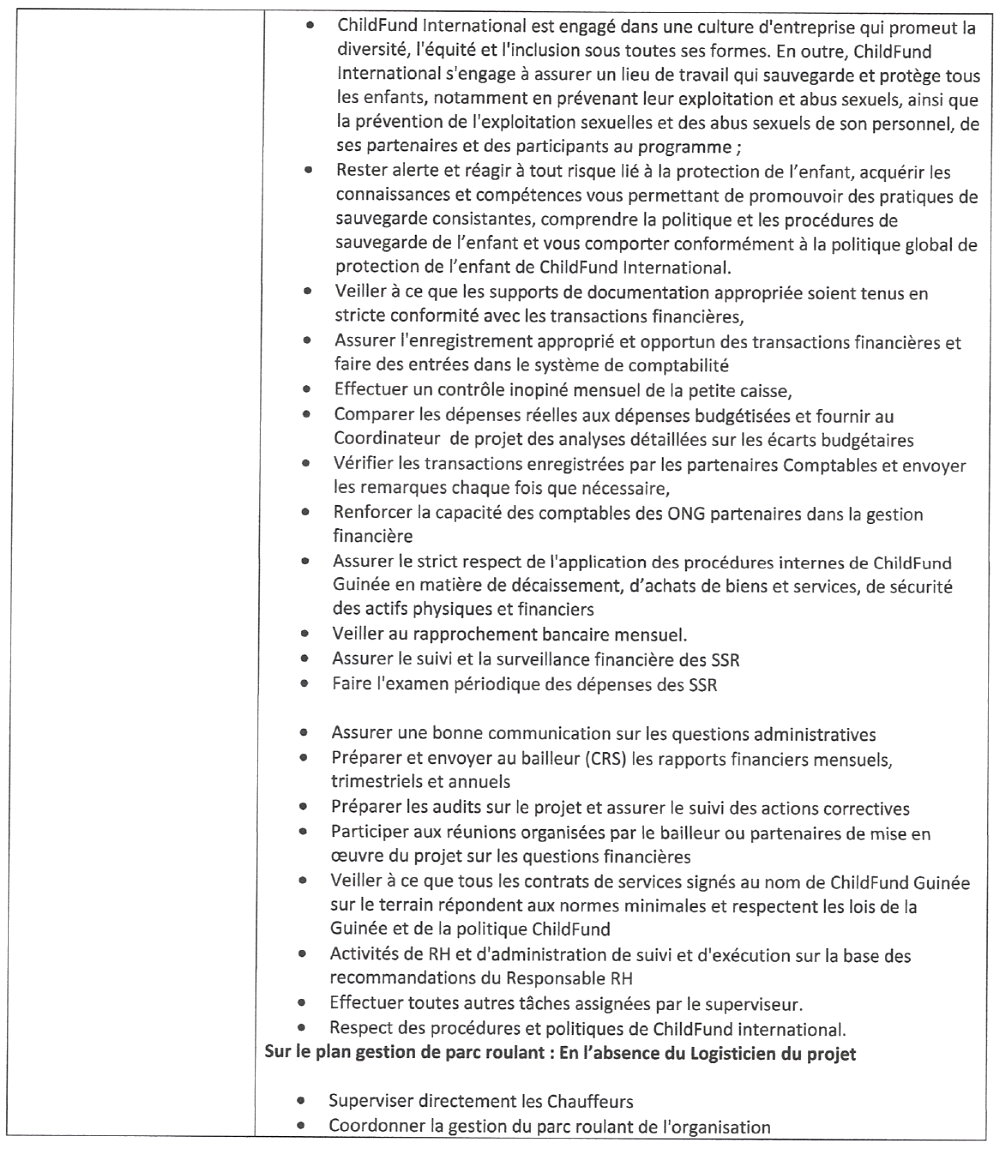 Avis de recrutement d'un/une Responsable Administratif et Financier pour notre Département des Finances qui sera basés à Mamou | Page 2