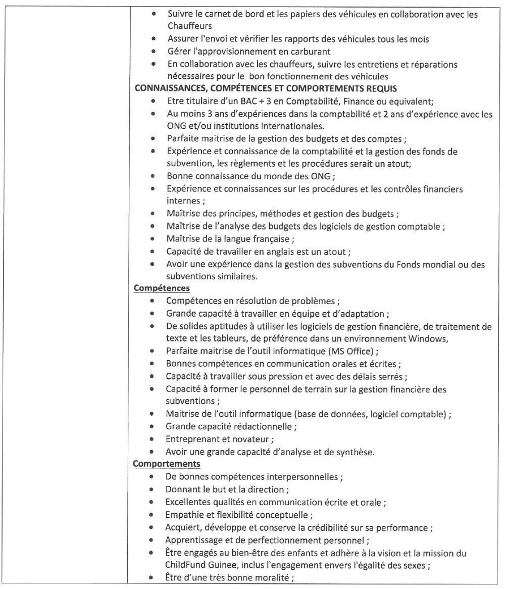 Avis de recrutement d'un/une Responsable Administratif et Financier pour notre Département des Finances qui sera basés à Mamou | Page 3
