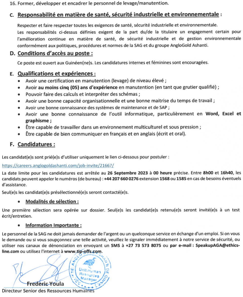 Avis de recrutement d'un(e) spécialiste des opérations et équipements de levage | Page 2