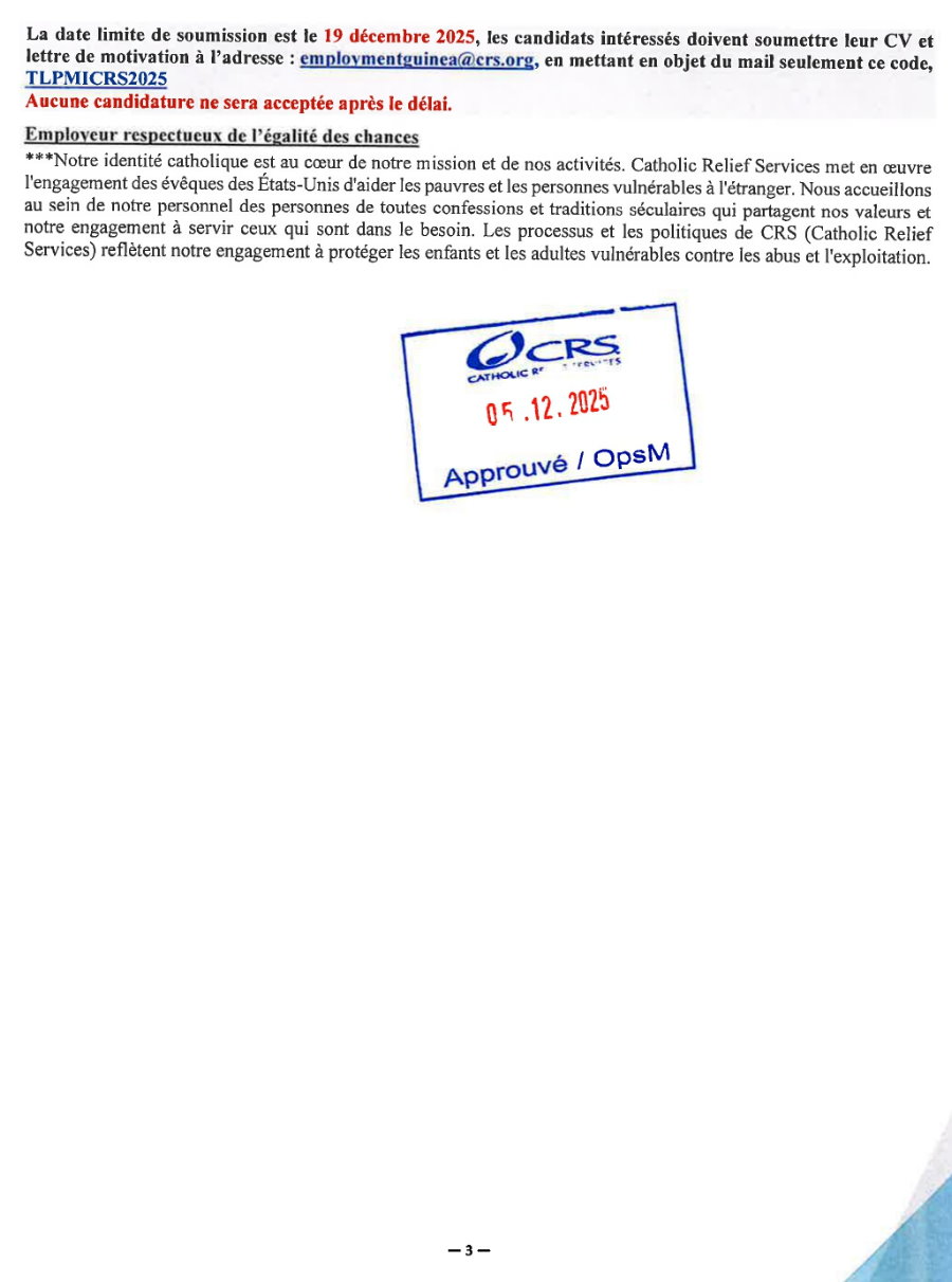 Recrutement D'un Chargé(e) de Projet Principal / Team Leader PMI REACH (H/F) | Page 1