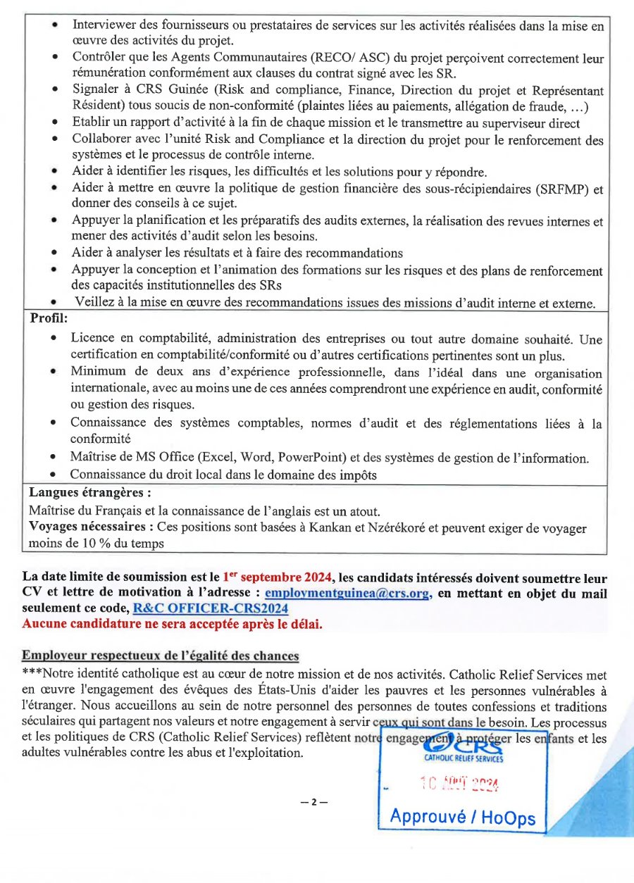 Recrutement de deux (2) chargé(e)s du Risque et Conformité | Page 2