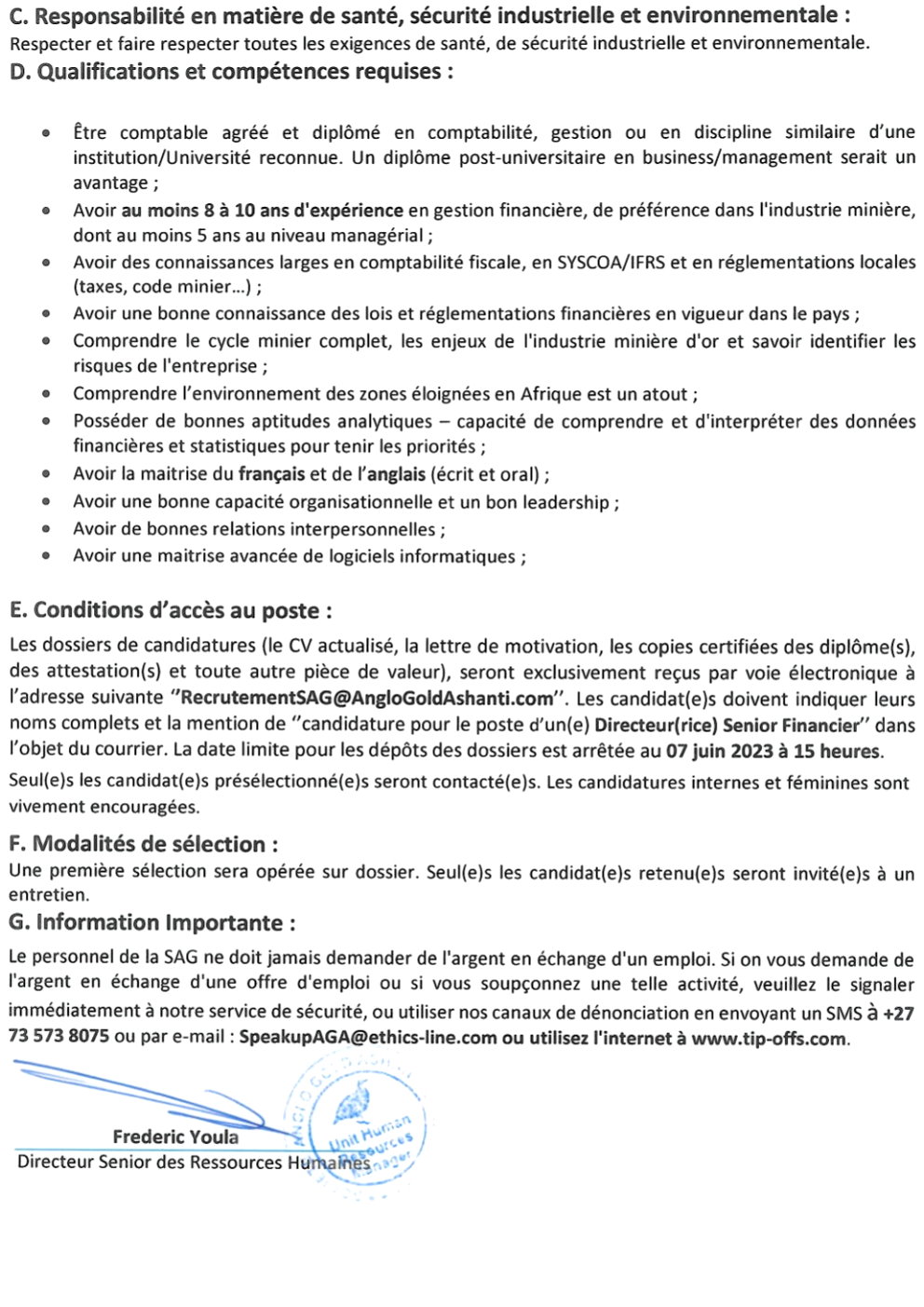 Avis de recrutement d'un(e) Directeur(rice) Senior Financier | Page 3