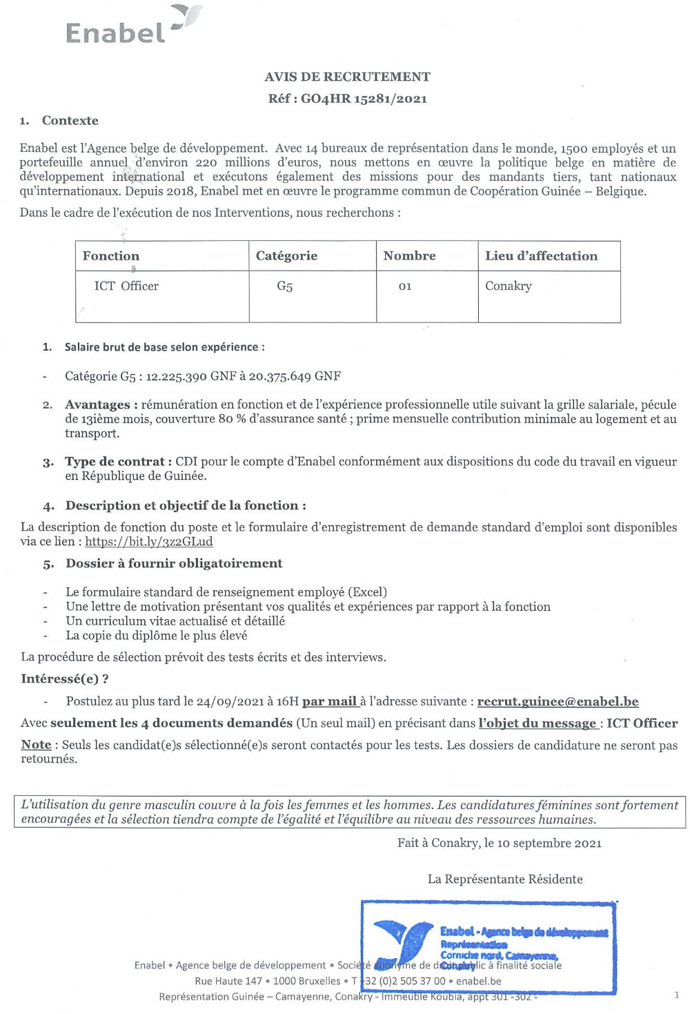 Avis de Recrutement D'un ICT Officer 