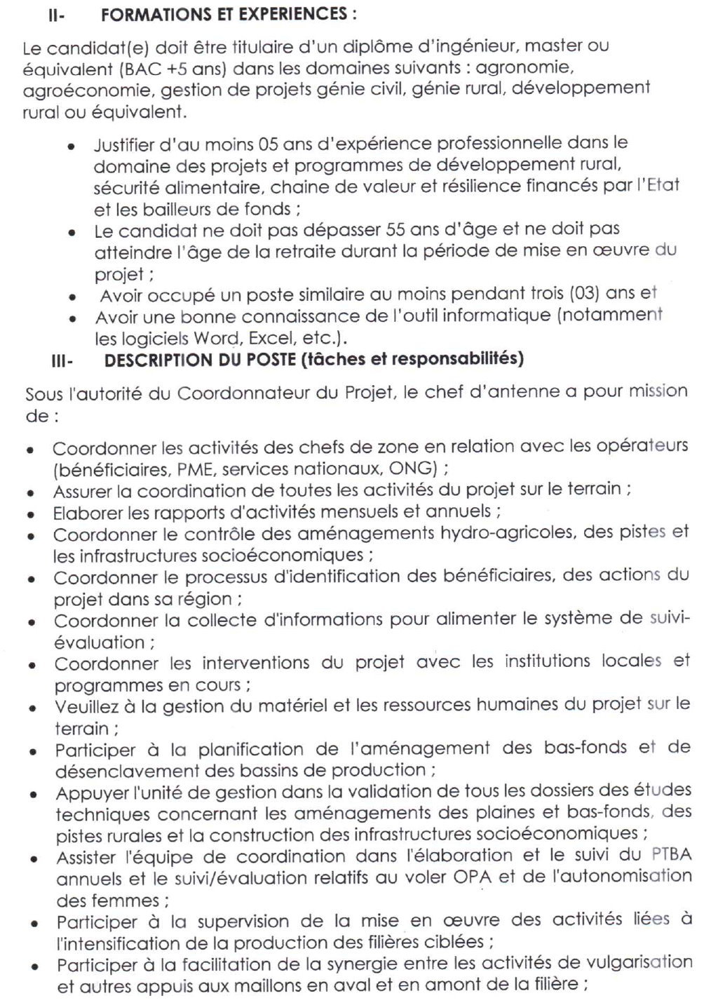 Avis de Recrutement deux (2) Chefs (e) d'Antennes | Page 3