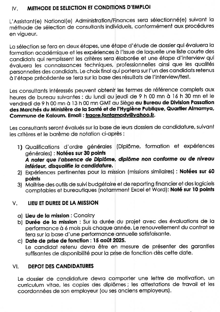 Appel À candidature pour le recrutement d'un assistant national administration/finances | Page 3