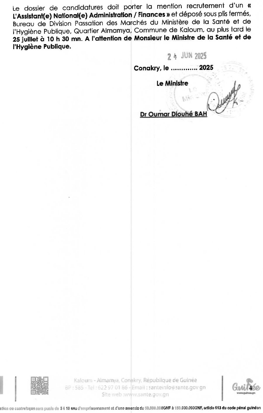 Appel À candidature pour le recrutement d'un assistant national administration/finances | Page 4