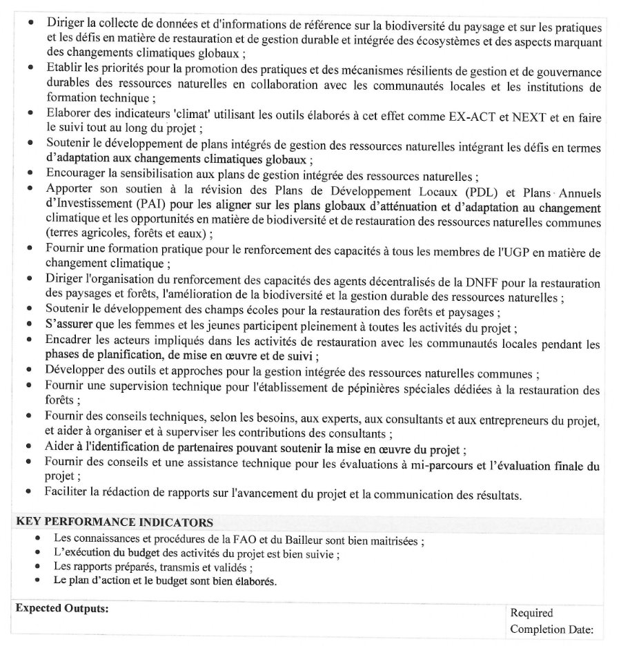 Avis de recrutement d'un expert thematique changement climatique du projet | Page 2