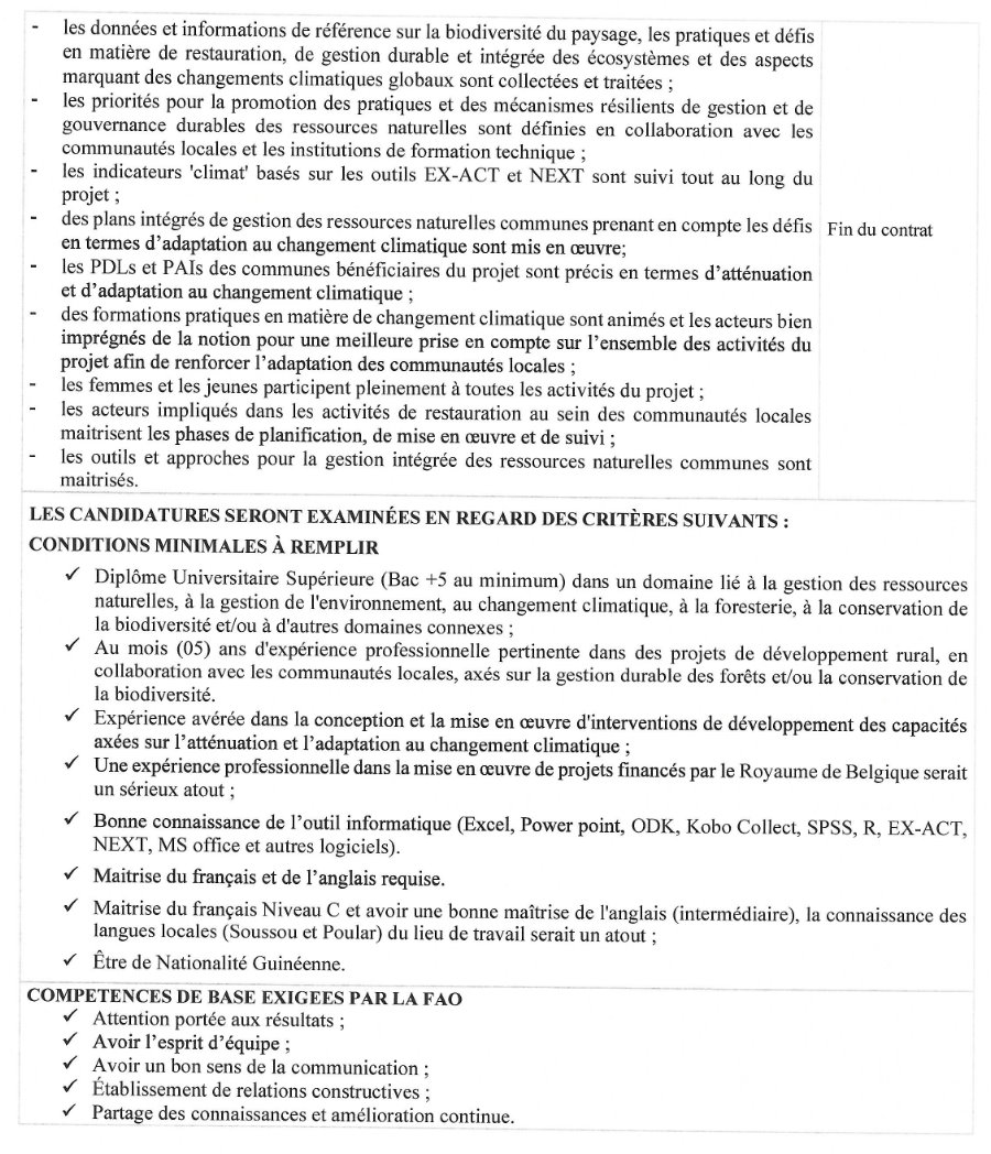 Avis de recrutement d'un expert thematique changement climatique du projet | Page 3