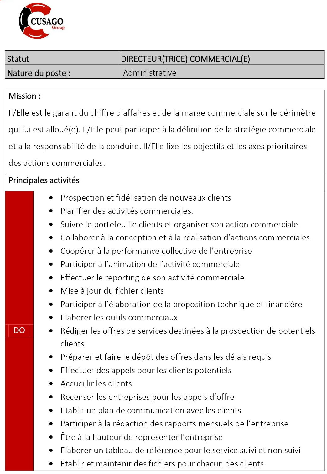 DIRECTEUR(TRICE) COMMERCIAL(E) | page 1