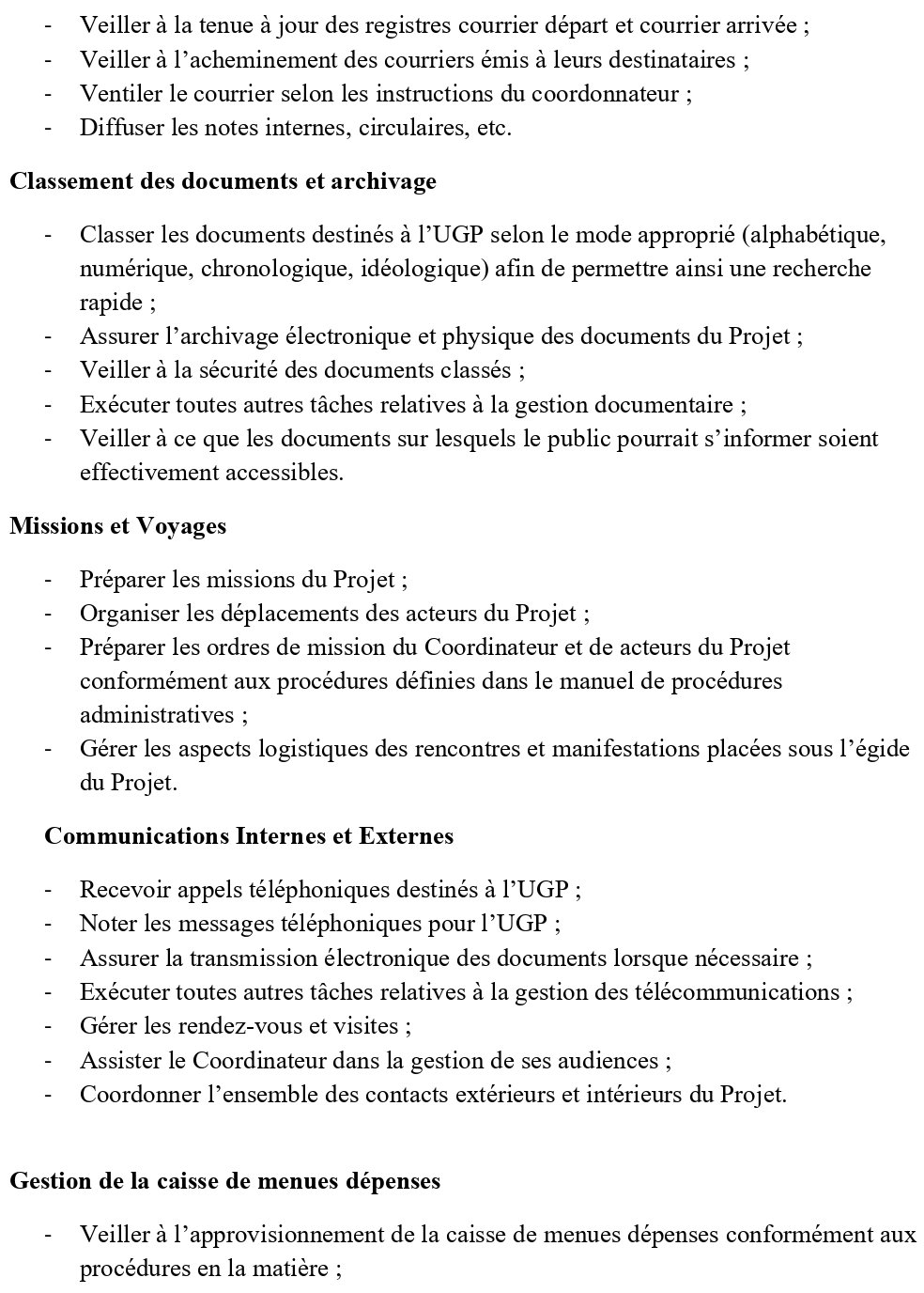 Demande De Manifestations D’intérêt Pour Le Recrutement D’un(E) Assistant(E) De Direction | Page 2