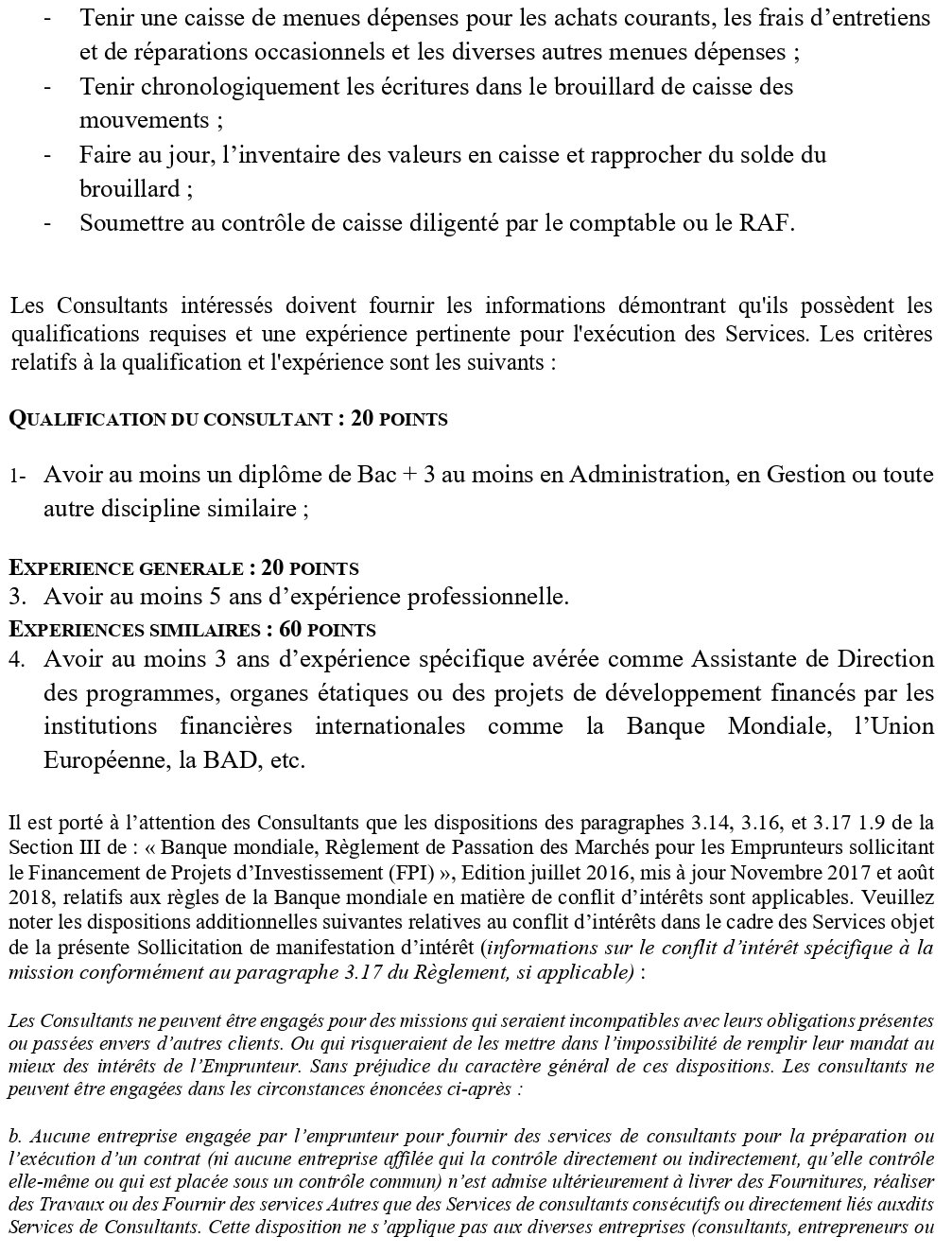 Demande De Manifestations D’intérêt Pour Le Recrutement D’un(E) Assistant(E) De Direction | Page 3