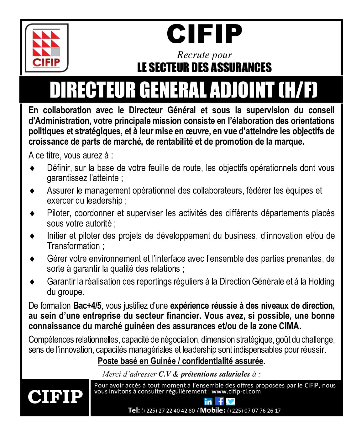 Recrutement D'un Directeur Général Adjoint (H/F) | Page 1