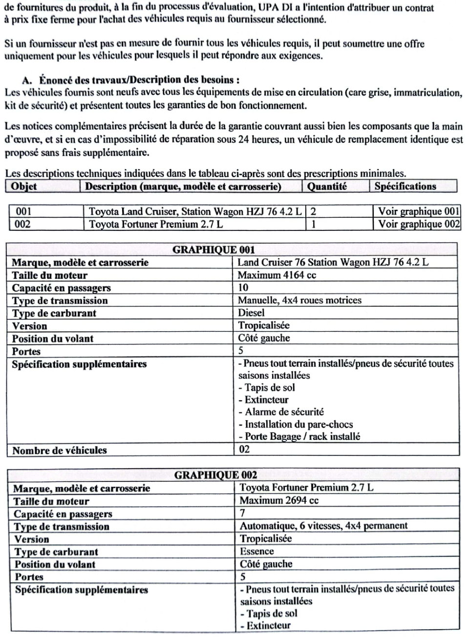 L'acquisition De Trois (3) Véhicules 4x4 Au Compte De UPA DI | Page 3