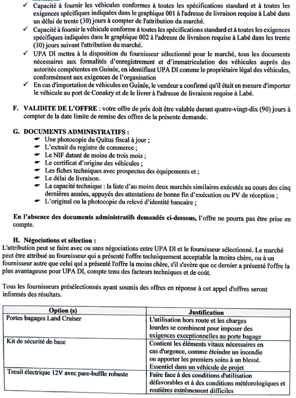 L'acquisition De Trois (3) Véhicules 4x4 Au Compte De UPA DI | Page 5
