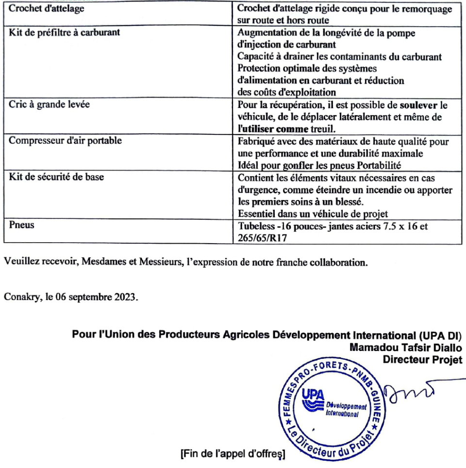 L'acquisition De Trois (3) Véhicules 4x4 Au Compte De UPA DI | Page 6