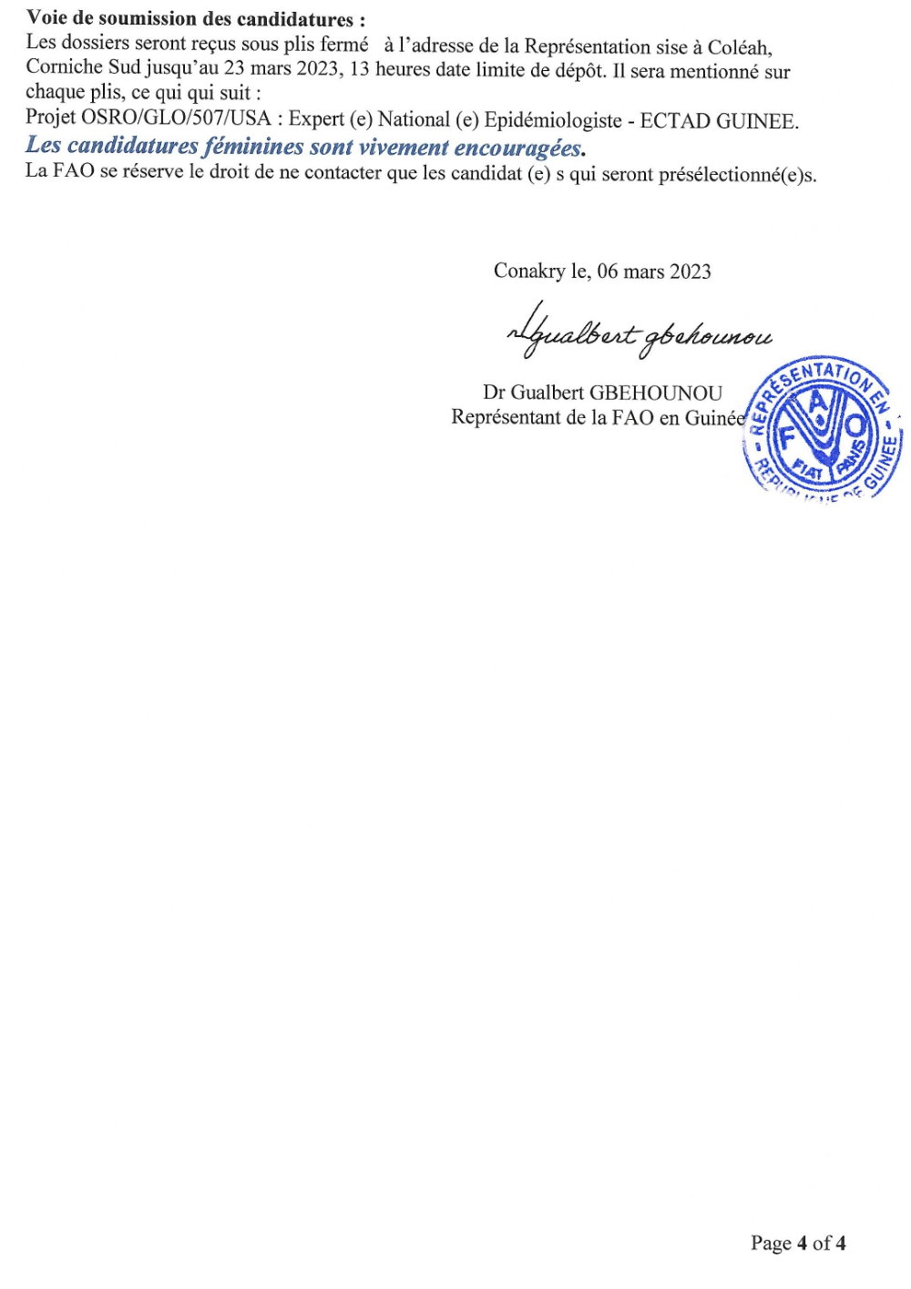 Recrutement D'un(e) Expert(e) National(e) Epidémiologiste | Page 4