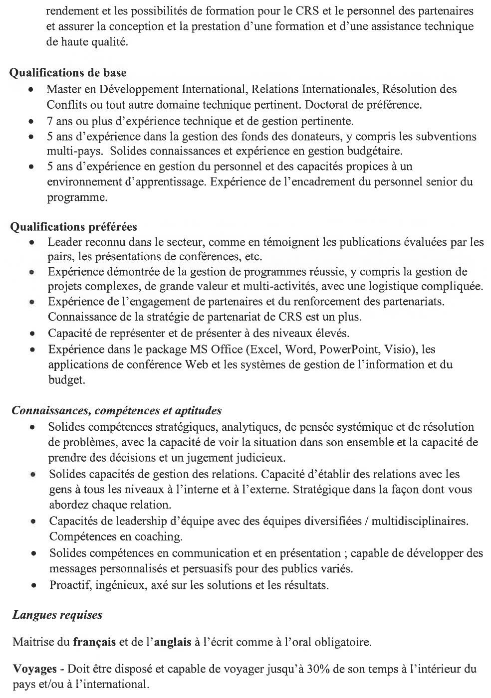 Avis de Recrutement d'un Gestionnaire de Programme | Page 3