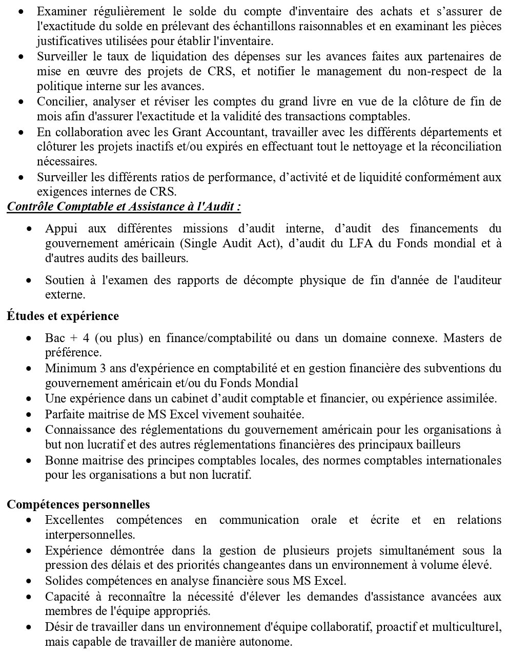 Avis de recrutement d'un Cost Accounting Analyst | page 1