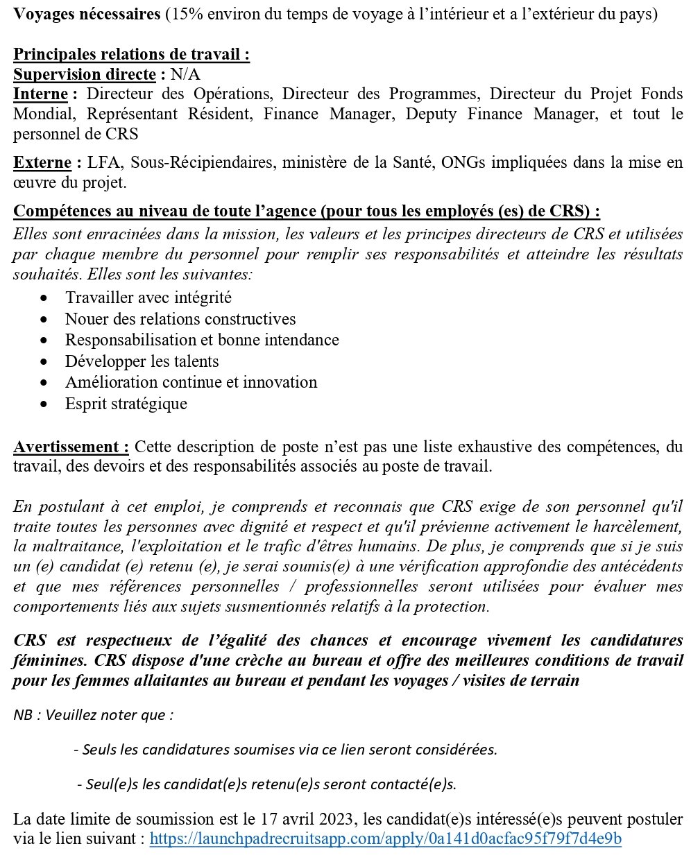 Avis de recrutement d'un Cost Accounting Analyst | page 1