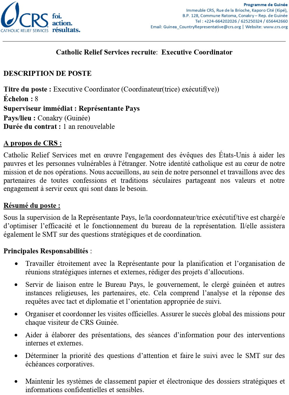 Executive Coordinator (Coordinateur(trice) exécutif(ve)) | Page 1