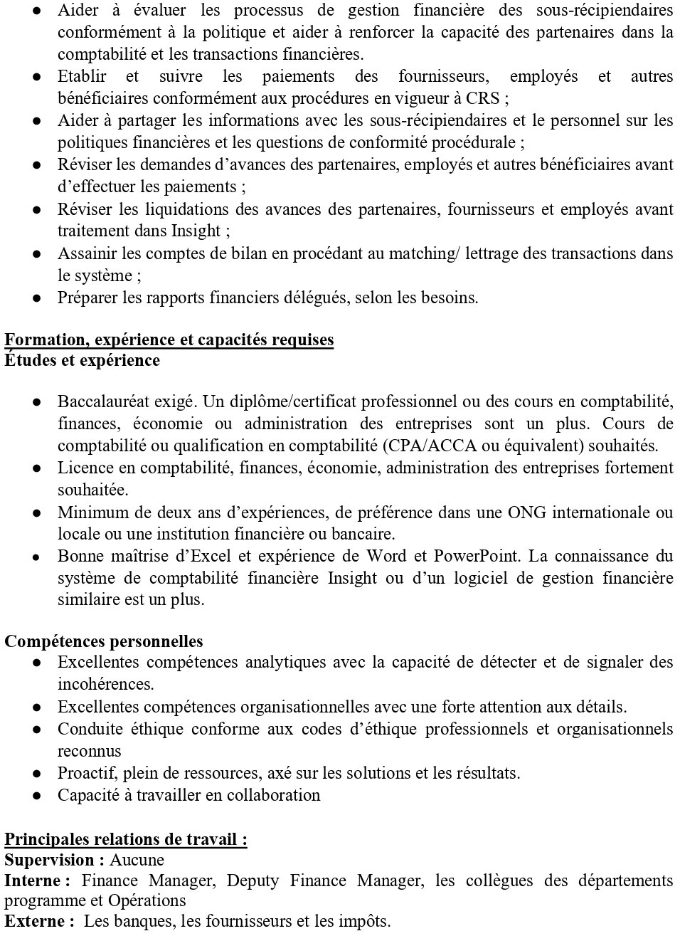 Avis de recrutement d'un(e) finance officer | Page 2