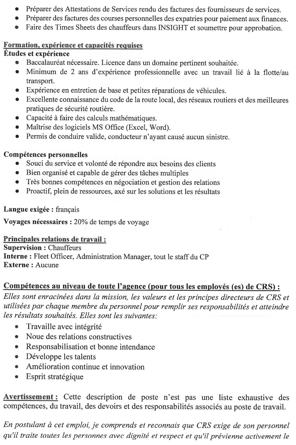 recrutement d'un(e) Assistant(e) chargé(e) de la Flotte | page 2