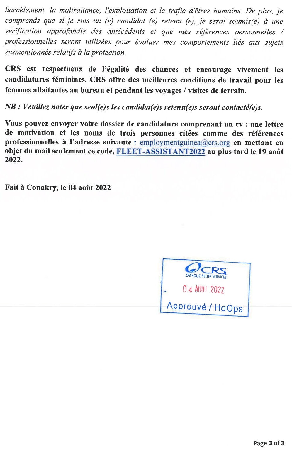 recrutement d'un(e) Assistant(e) chargé(e) de la Flotte | page 3