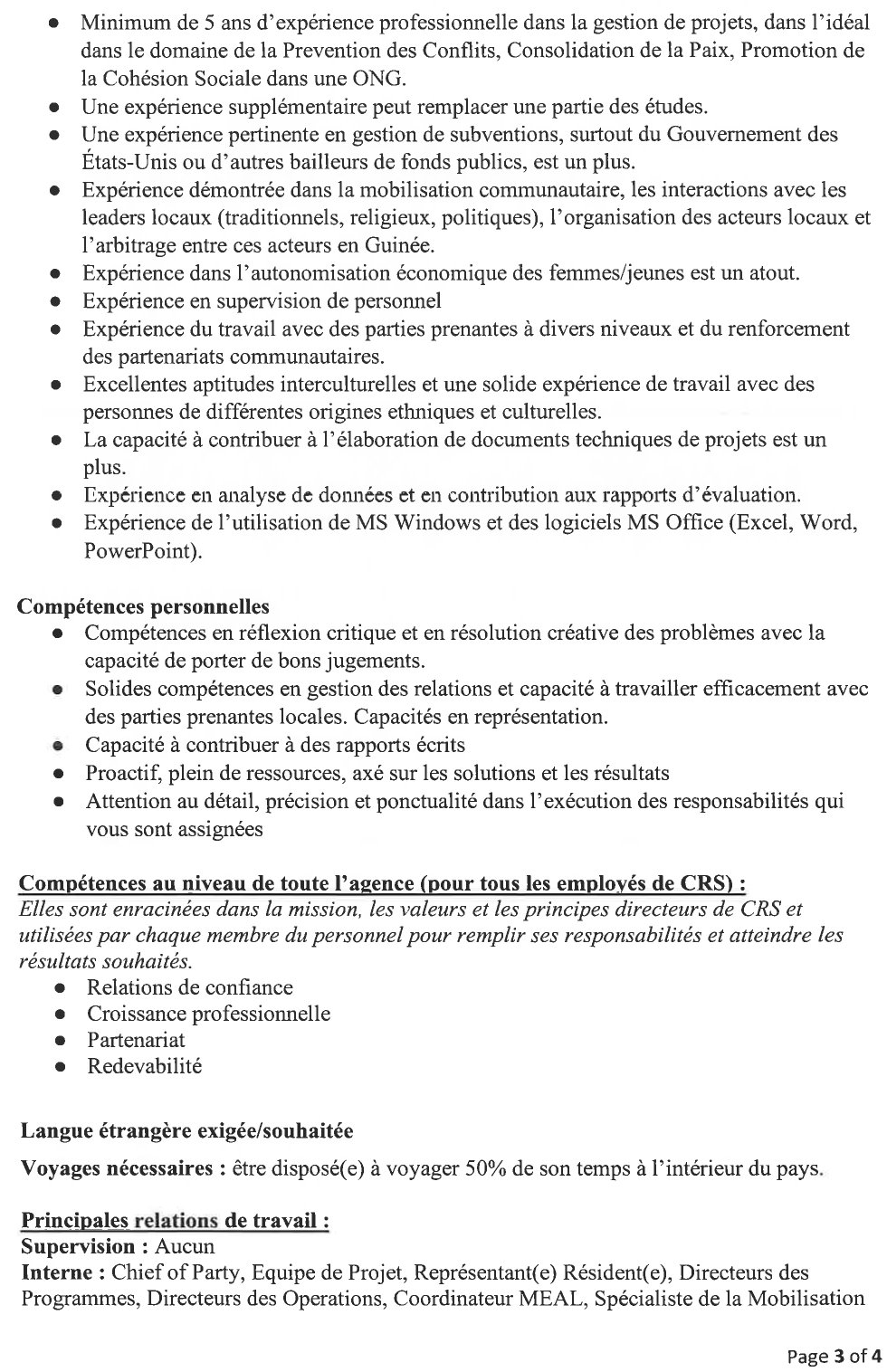 Recrutement d'un(e) Gestionnaire de Projet | page 3