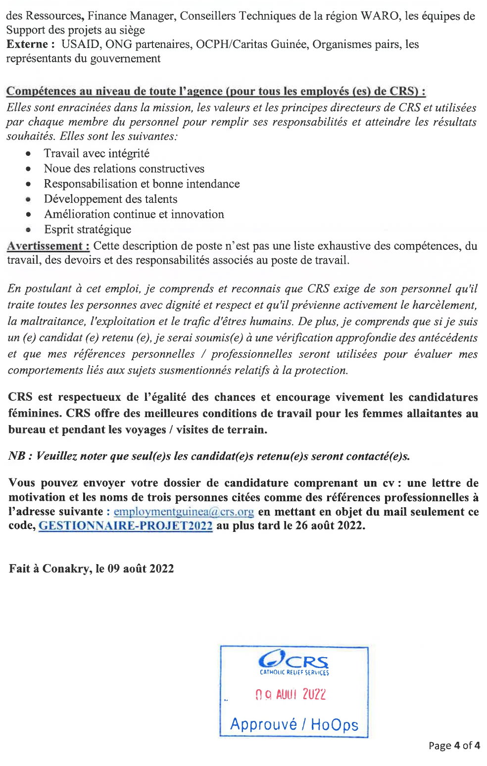 Recrutement d'un(e) Gestionnaire de Projet | page 4
