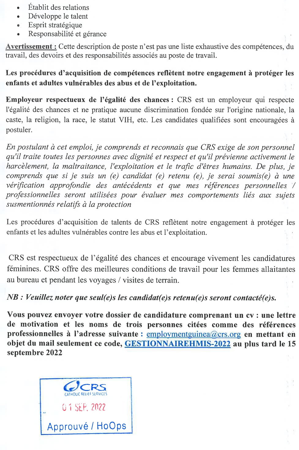 Publication d’un avis pour le recrutement d’un Gestionnaire de programme/Assistant technique – Renforcement des systèmes d’information sur la gestion sanitaire | page 5