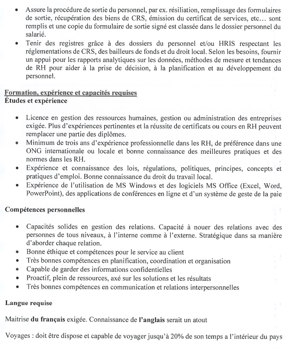 Publication d’un avis pour le recrutement d’un(e) chargé(e) des Ressources Humaines | Page 2