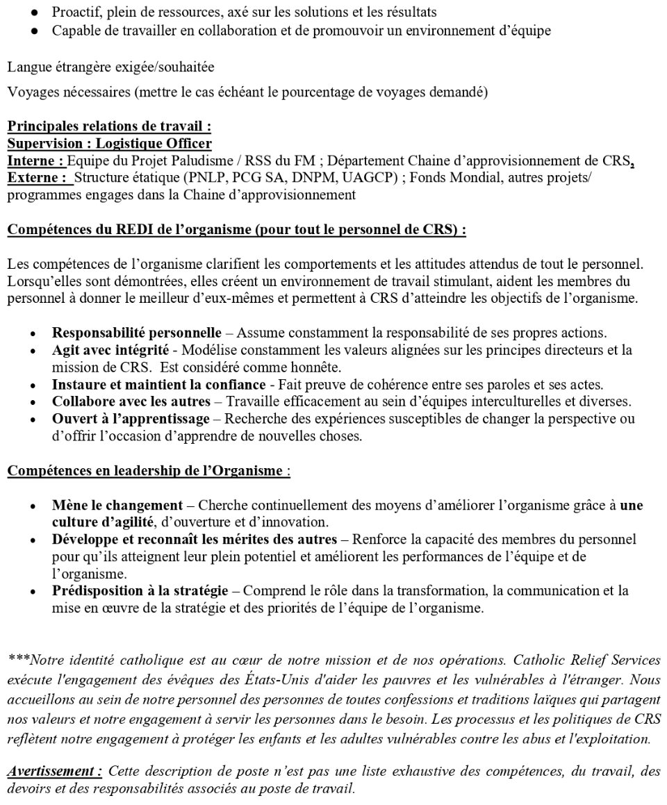 Recrutement de Responsable Logistique-Fonds mondial | Page 3