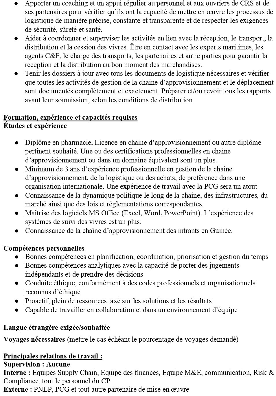 Un (e) Chargé(e) de la Logistique | Page 1