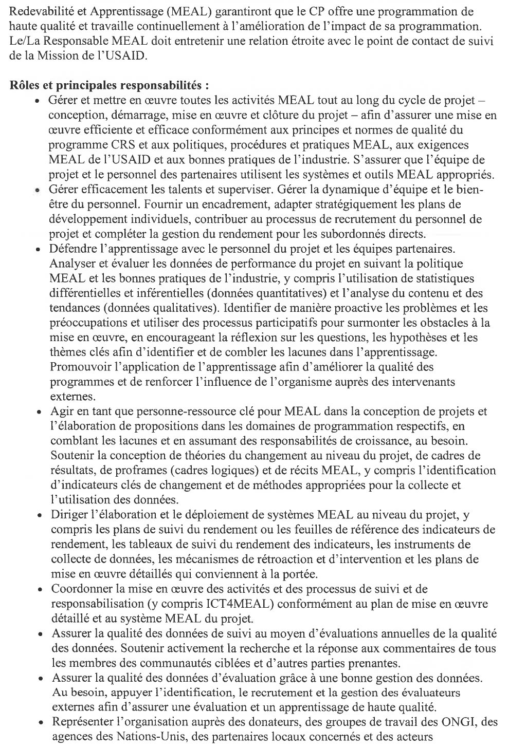 Gestionnaire de Projet Suivi-évaluation, Redevabilité et Apprentissage | page 2