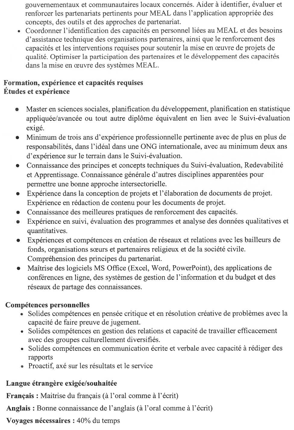 Gestionnaire de Projet Suivi-évaluation, Redevabilité et Apprentissage | page 3