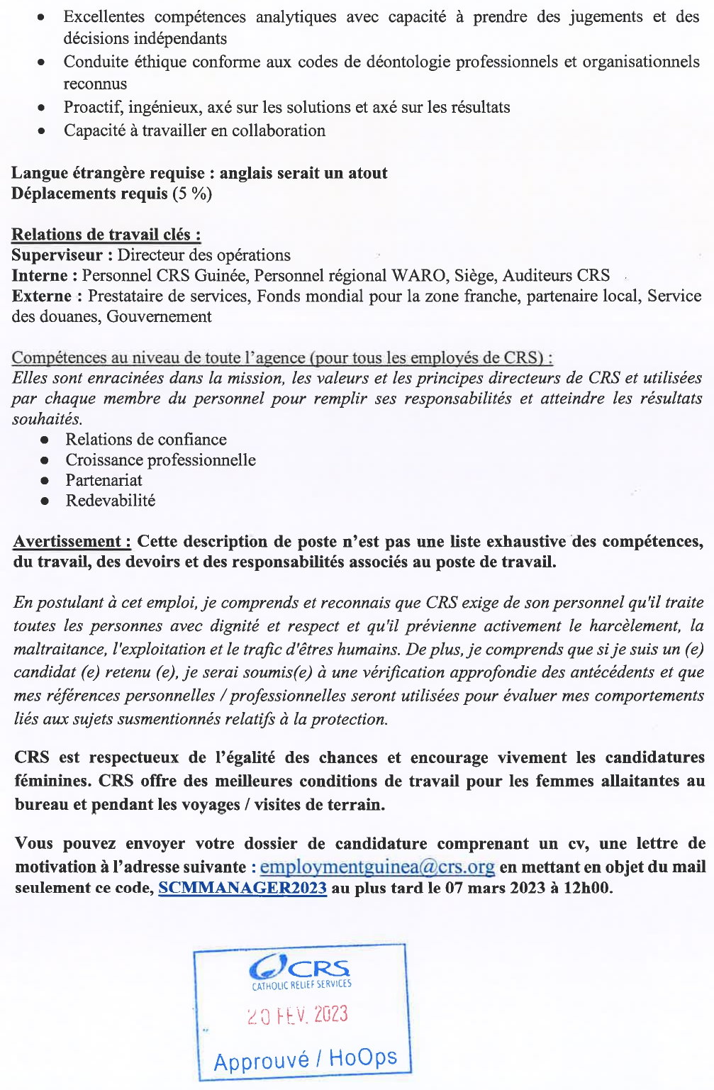 JD Recrutement d’un(e) Gestionnaire de la chaine d’approvisionnement | Page 3