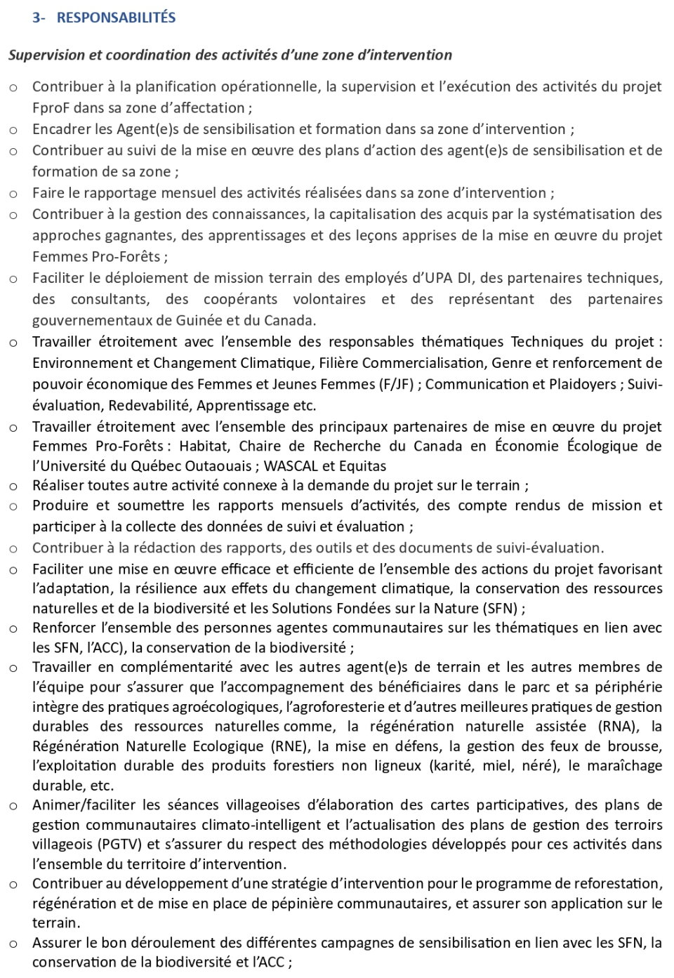 Avis De Recrutement D’un(e) Superviseur (euse) De Zone Et Spécialiste En Environnement Et Changements Climatiques Pour Femmes Pro-Forêts : Projet D’adaptation Aux Changements Climatiques Dans Le Parc National Du Moyen-Bafing En Guinée (PNMB) | Page 2