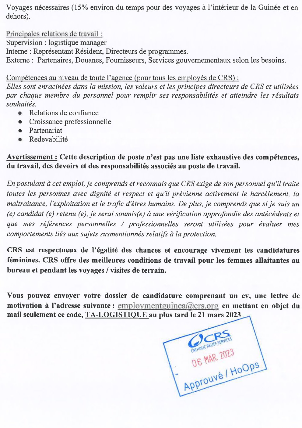 JD Recrutement d’un(e) Technical Advisor Logistic and Strategic Support | page 5