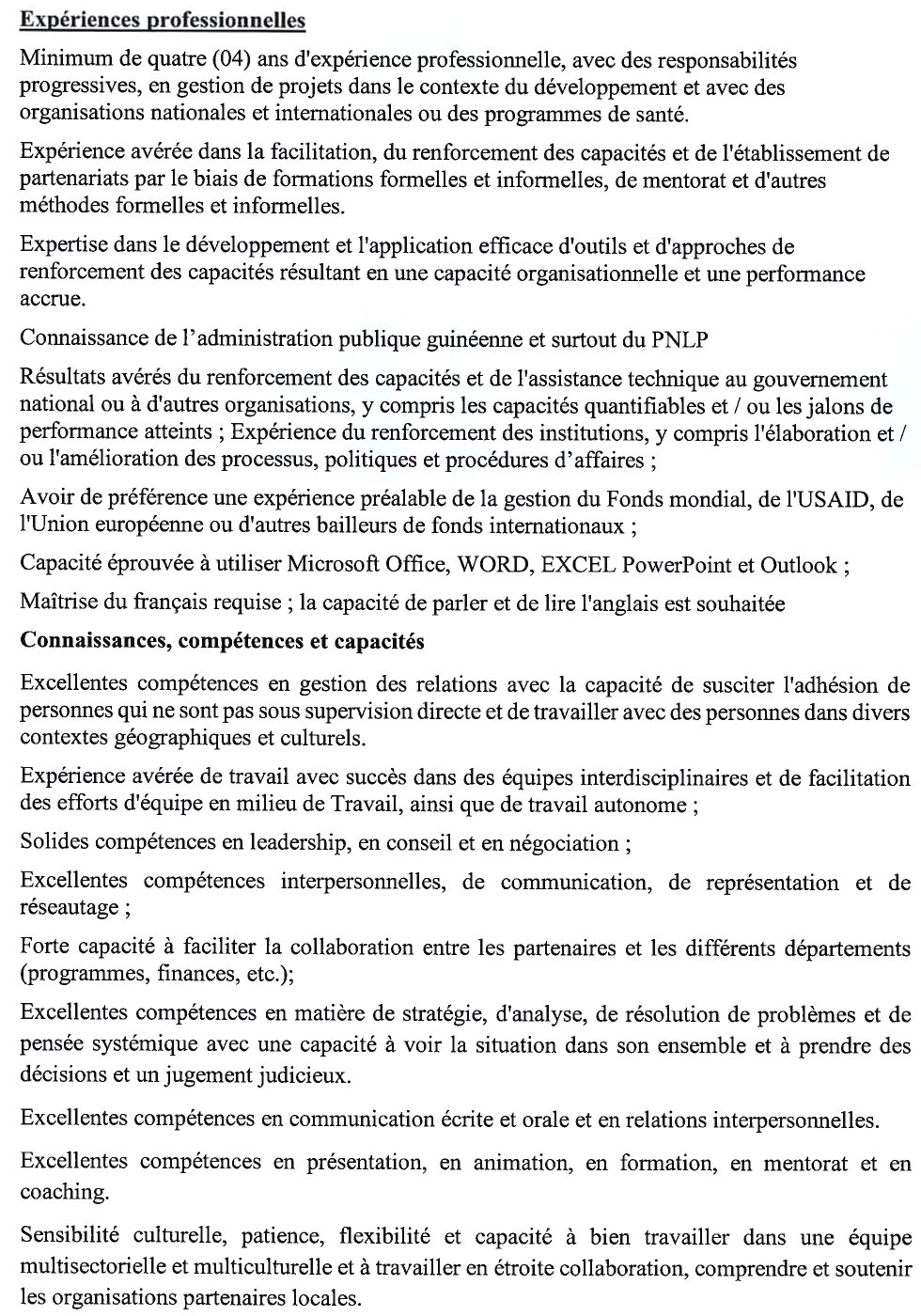 Avis de recrutement d’un(e) chargé(e) de Partenariat pour le renforcement des capacités-HPI P1