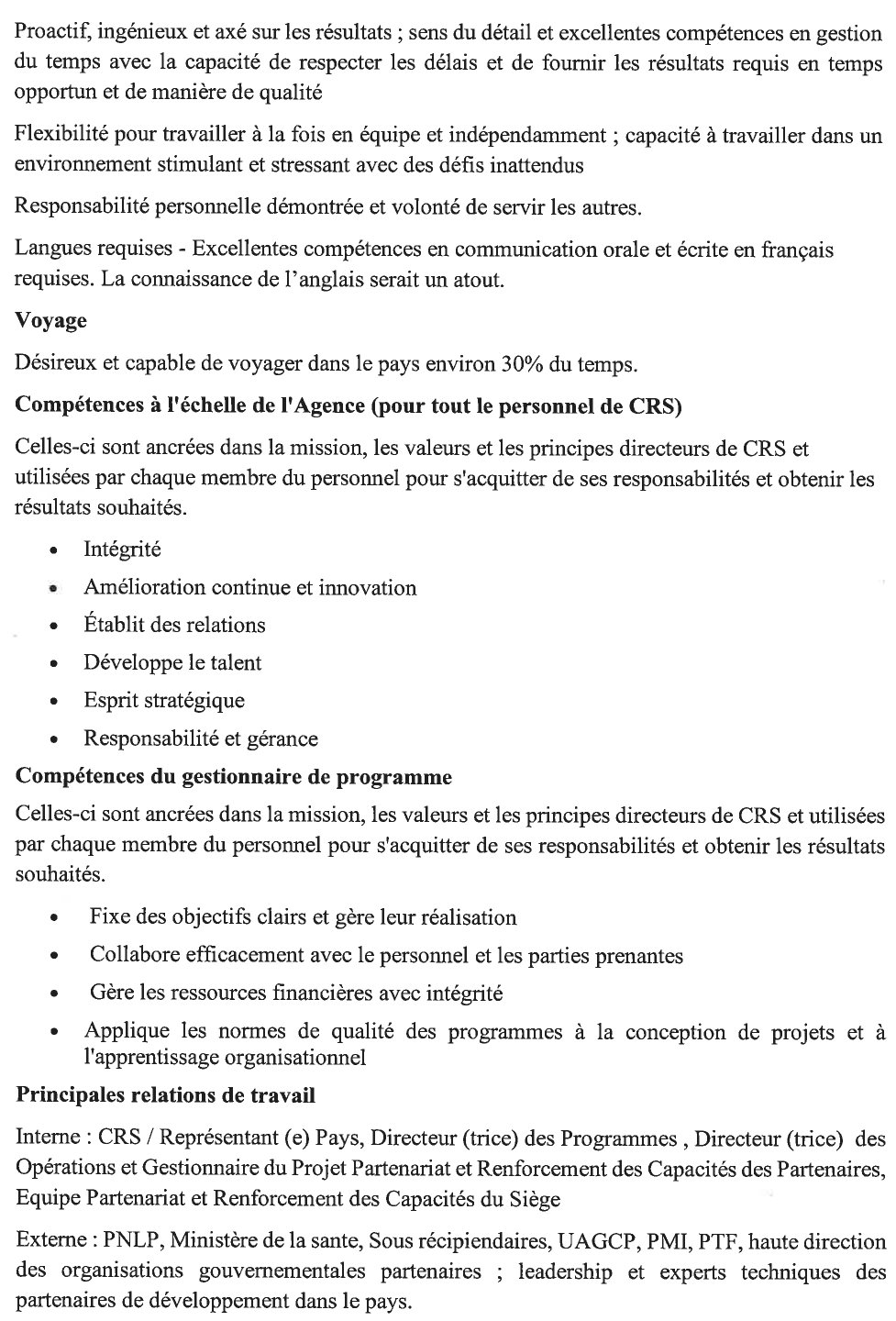 Avis de recrutement d’un(e) chargé(e) de Partenariat pour le renforcement des capacités-HPI P1