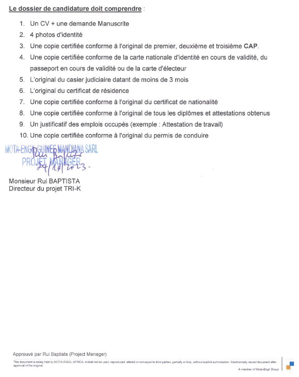 Avis de recrutement de Quatre (04) Opérateurs-NIVELEUSES | Page 2