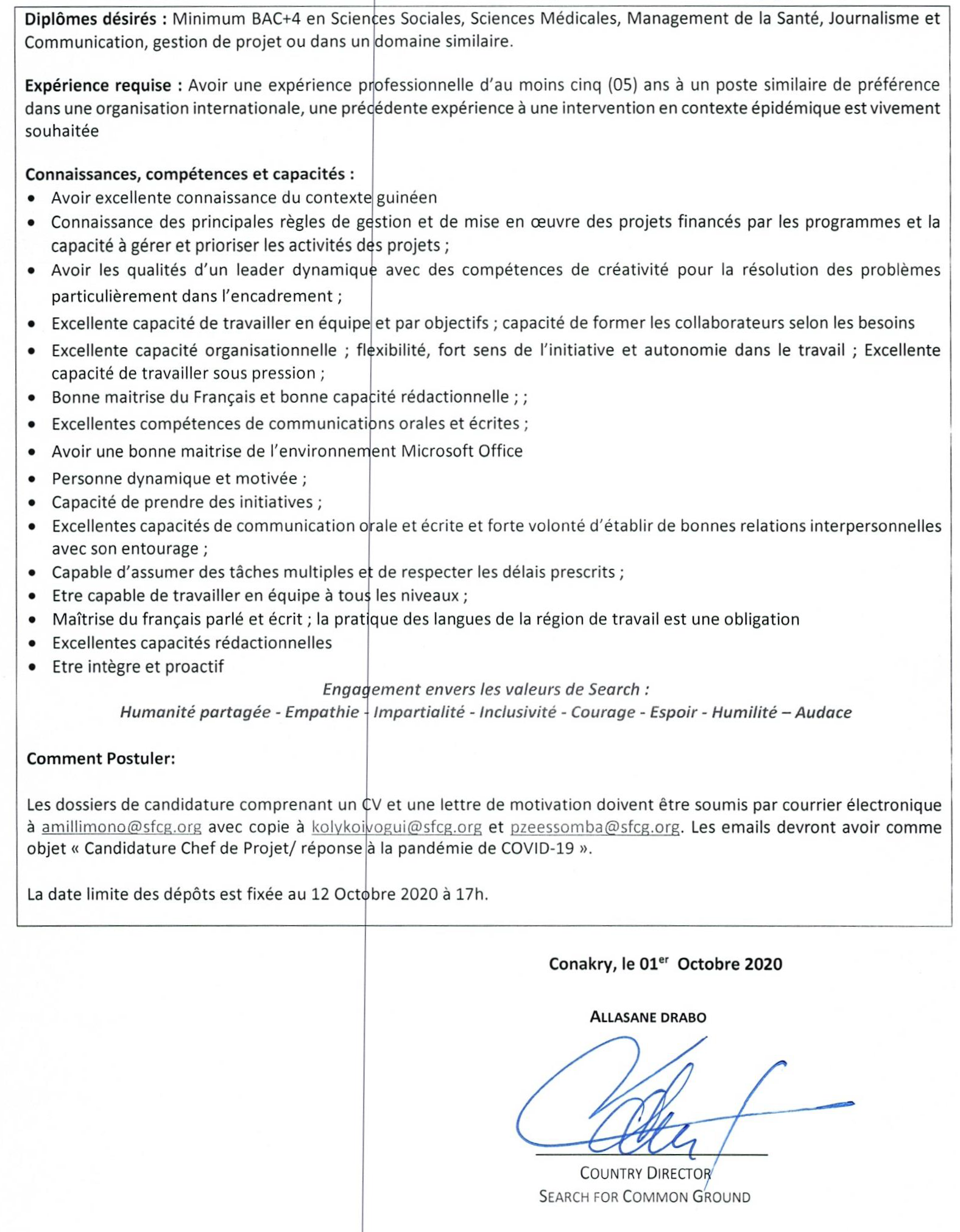 Offre d'emploi et Recrutement par Search For Common Ground Guinée sur Digijob page3