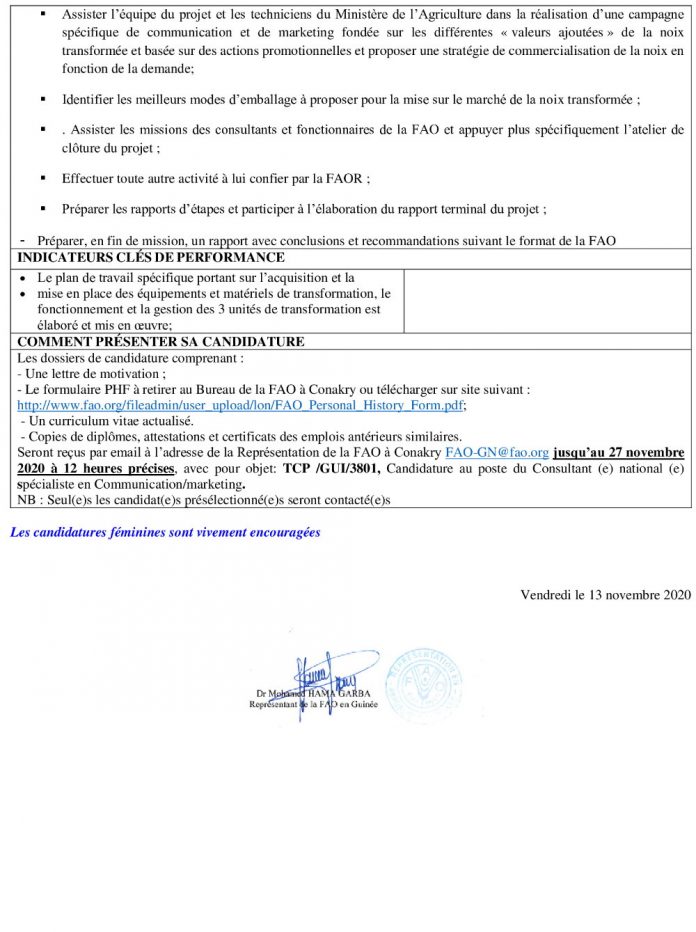Offres d'emploi Fao guinée page 2